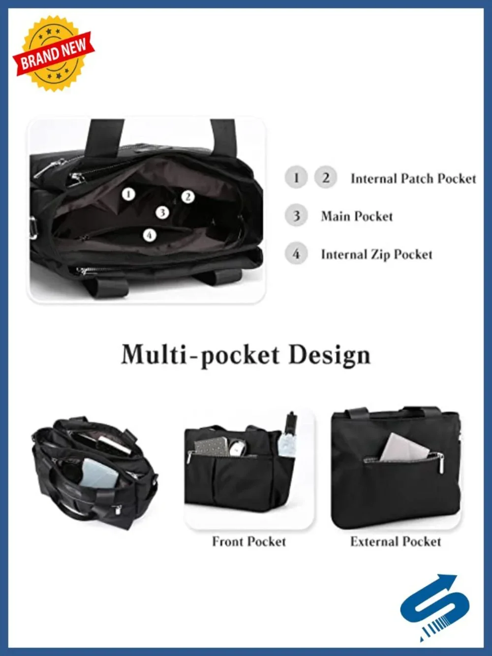 Nylon Multi-pocket Crossbody Bag Tote Travel Work Daily